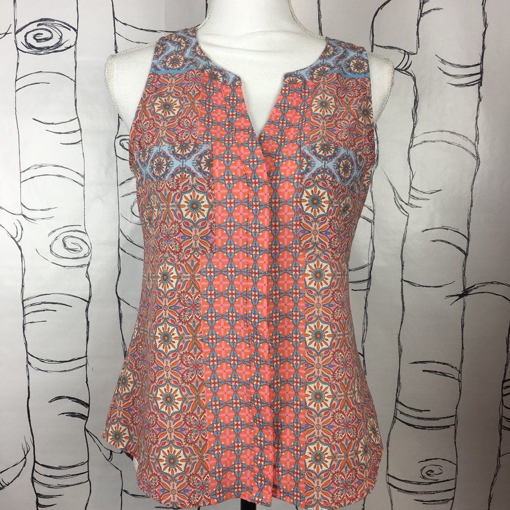 Sanctuary Pink Floral Cami Top Button-Front Sleeveless Womens S small Summer